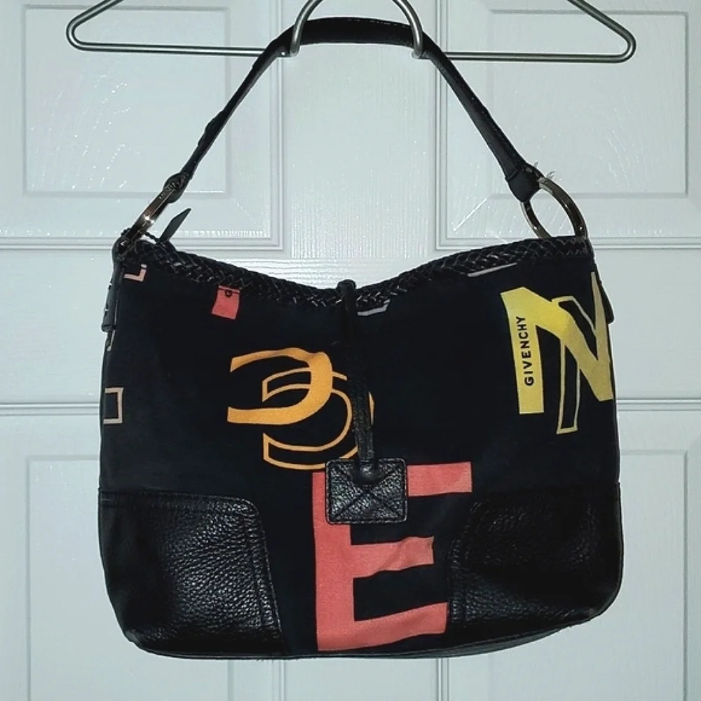 Givenchy Rare Vintage Monogram Logo Hobo Shoulder Bag Purse